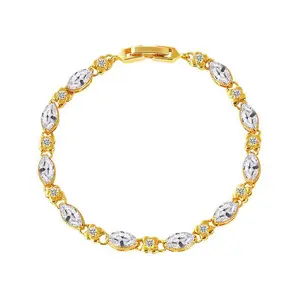 Bracelet européen et américain plaqué or 24k fleur pour femme Design de mode rubis