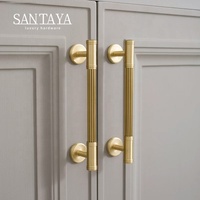 Poignées Santaya en laiton brossé massif pour armoires de cuisine, boutons de tiroir de chambre et poignées de meubles