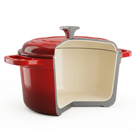 Set Peralatan Masak Besi Cor Premium 7 Buah Anti Lengket, Dutch Oven, Wajan, Casserole Multifungsi, Cocok untuk Semua Jenis Kompor, Modern