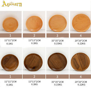 Vaisselle ronde en bois de noyer noir plateau à fruits décoratif pour plateaux à collation plateau à vaisselle en bois - Product Image 3