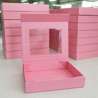 Custom pink Portable Foldable Rigid Magnetic Box Closure Lid Gift Cosmetic Packaging Paper Folding Boxes With Clear Window