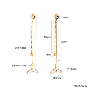 ต่างหูห้อยประดับจี้ชุบทอง 14K 18K PVD สแตนเลสสตีลกันน้ำ ป้องกันอาการแพ้ ผลิตตามสั่งขายส่ง สำหรับงานปาร์ตี้ - Product Image 5