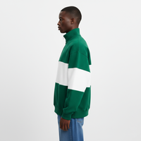 Sweat-shirt vintage pour homme à blocs de couleur, col montant, en polaire, avec bande sur la poitrine, épaules tombantes, vente en gros