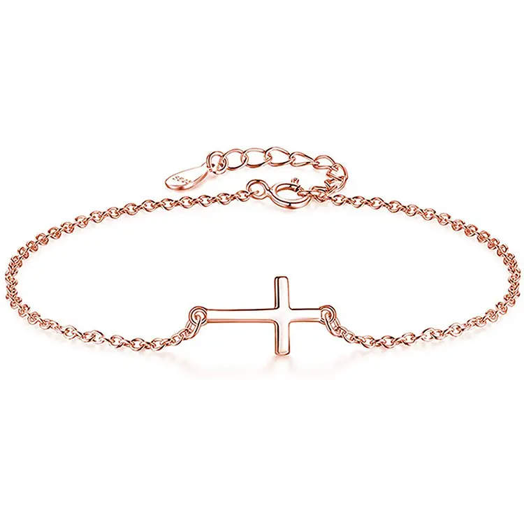925 Sterling Silver Cross Bracelet in Good Faith Chain Bracelet with Cross for Anniversary, Birthday and Graduation Classic