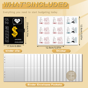 핫 세일 52 주 저축 도전 노트북 6 링 나선형 비즈니스 플래너 작업 일정 예산 바인더 Pu 가죽 커버 A5 바인더 - Product Image 2