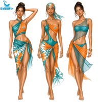 Eén schouder sarong pareo badpak ombouwbare strandjurk groothandel op maat multi-wear omslagdoek voor dames OEM