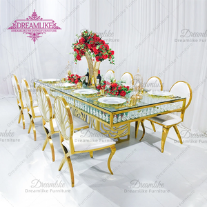 Table à manger de luxe <span class=keywords><strong>en</strong></span> acier inoxydable doré pour les banquets de mariage, les restaurants et les hôtels - Product Image 3