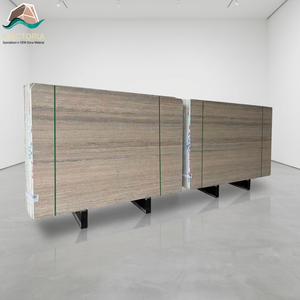 Dalles de marbre travertin en bois argenté naturel polies, dalles de pierre de luxe pour revêtement mural de fond de télévision, intérieur de villa - Product Image 1