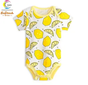 夏季婴儿连身衣水果印花棉质紧身衣可爱风格幼儿服装