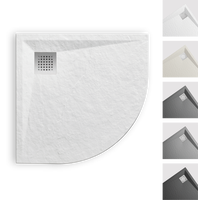 Receveur de douche BMC ES-H1 Quad Gris clair veiné naturel, anti-déformation, robuste, pour débit d'eau optimal