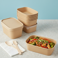 Bol en papier kraft biodégradable à paroi simple, jetable, étanche, pour soupe, à emporter, avec couvercle, pour salade, sandwich, logo personnalisé