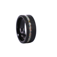 Bague de mariage élégante en tungstène noir avec incrustation d'opale blanche pour hommes