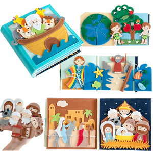 Libro Sensorial de Historias Bíblicas para Niños Pequeños, Libro de Actividades de <span class=keywords><strong>Fieltro</strong></span> Suave, Desmontable, Interactivo, Montessori, Juguete Sensorial, Libro de <span class=keywords><strong>Fieltro</strong></span> Personalizado OEM - Product Image 1