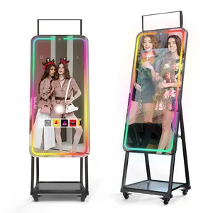 Bán Hot xách tay 32 inch ma thuật Selfie gương Photo Booth HD màn hình cảm ứng với máy ảnh và máy in LED RGB ánh sáng