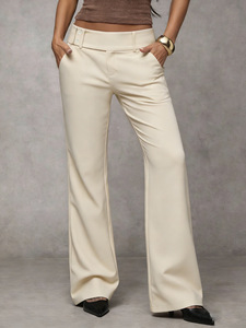 <span class=keywords><strong>Pantaloni</strong></span> da <span class=keywords><strong>Donna</strong></span> a Vita Bassa con Doppio Bottone e Tasche <span class=keywords><strong>Laterali</strong></span>, Stile Y2K, Gamba Larga e Lunga - Product Image 1