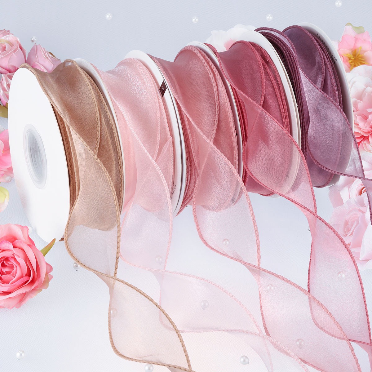 Gift Ribbon 40mm Wavy Coiled Silk Thread Fishtail Yarn Curled Organza Ribbon Cake Handcrafted Gift Box Bow Decoration