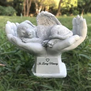 Angelo Dormiente in Resina Bianca Personalizzato con Roccia e Rosa, Accessorio per Capelli, Regalo di Condoglianze per la Perdita di Animali, Elegante Decorazione per la Casa - Product Image 4