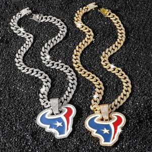 Cadena con colgante de Houston Texans personalizada, nuevo estilo, gargantillas de moda, collar, joyería helada para hombres, fiestas infantiles, aleación de Zinc - Product Image 5