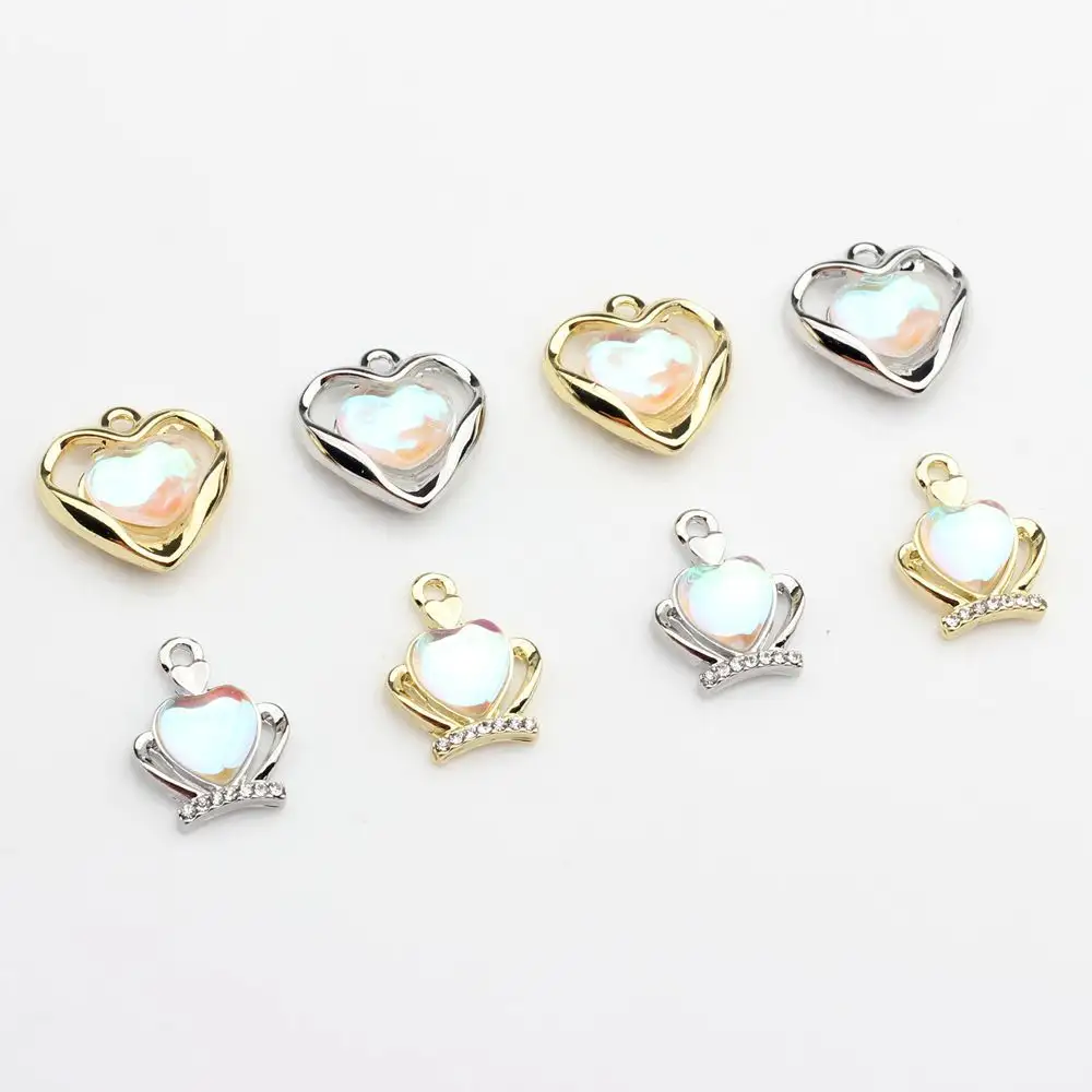 Wholesale Factory DIY Jewelry Earrings Accessories Heart Crown Shape Pendant Jewelry Pendants   Charms