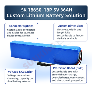 Paquete de Baterías de Litio 18650 de 36 Ah y 5 V de Salida para Alimentación de Farolas Solares, Vehículos y Mini Refrigeradores - Product Image 3