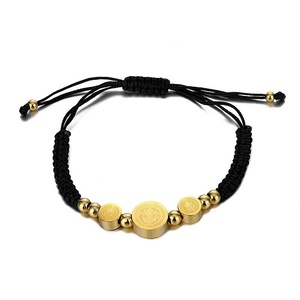 Bracelet de perles de Vierge Marie en acier inoxydable tissé réglable bijoux religieux prêtre exorciste tissé - Product Image 4