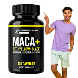 OEM Maca Wurzel kapseln für Männer und Frauen Bio Schwarz Gelb & Rot Wurzeln mit schwarzem Pfeffer extrakt Natürliche Energie ergänzung - Product Image 1