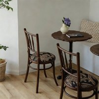 Chaise de salle à manger rétro marron en bois massif pour usage commercial, style américain et français du milieu du siècle, avec dossier design