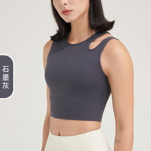 شعار مخصص 80 نايلون 20 سبانديكس قطع النساء أعلى خزان المحاصيل اليوغا اللياقة البدنية مرونة توسيع تنحنح التنس أعلى النشطة - Product Image 5