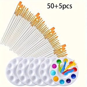 BOMEIJIA Ensemble de 50 <span class=keywords><strong>pinceaux</strong></span> et 5 pièces Palette Ensemble de <span class=keywords><strong>pinceaux</strong></span> <span class=keywords><strong>aquarelle</strong></span> avec 7 couleurs au choix - Product Image 5