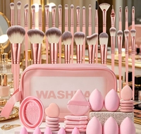 Vente Flash Transfrontalière : Kit de Maquillage 45 Pièces – Pinceaux Angulaires pour Blush et Fond de Teint, Éponges Applicatrices Sans Latex