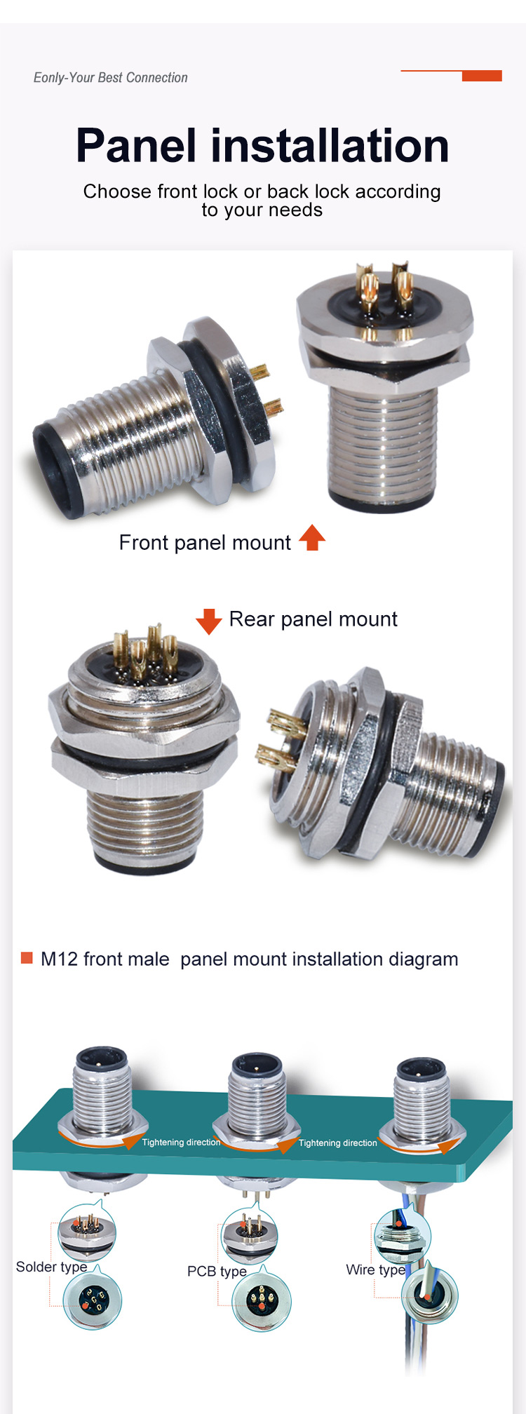 Socket Pcb Panel Mount Connector M12 Waterproof Connector A Code 8 Pin Female 90 Degrees