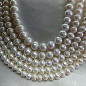 Ensemble collier et bracelet en argent sterling avec perles d'eau douce, perles blanches presque rondes de 5 à 9 mm, haute qualité - Product Image 4