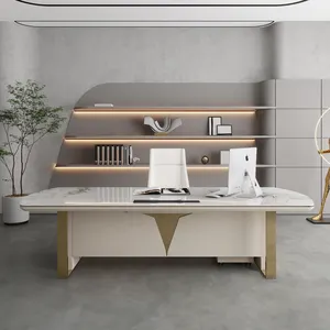 숙녀 공부방 책상을위한 럭셔리 현대 바위 석판 이그제큐티브 테이블 유행 백색 관리자 사무실 책상