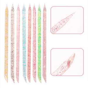 Hot Sell Double Headed Colorful Glitter Acrylic Wood Stick Dead Skin Pusher Remover Nail Manicure Sticks Nail Cuticle pusher