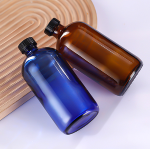 Bouteilles en verre rondes transparentes ambrées de 4 oz, 8 oz, 16 oz, 120 ml, 250 ml, 500 ml, écologiques, avec bouchon à vis hermétique pour la tequila et les boissons - Product Image 6