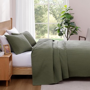 Copriletto copriletto verde muschio biancheria da letto per tutte le stagioni con 2 cuscini Shams adatti per letto, divano - Product Image 2