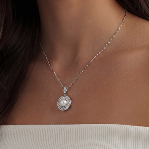Radiant Natural Freshwater Pearl Pendant Necklace Silver Plated <b>Copper</b> Jewelry Halo Choker Women Bridal - Product Image 4