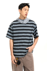<span class=keywords><strong>Abbigliamento</strong></span> Maschile all'Ingrosso, T-Shirt con Cappuccio a Righe, Design alla Moda, <span class=keywords><strong>Abbigliamento</strong></span> Casual da Uomo di Tendenza, Fornitore <span class=keywords><strong>Online</strong></span> - Product Image 4