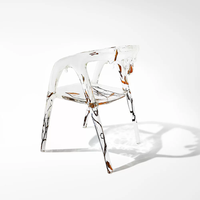 Chaise de salle à manger design moderne, fauteuil d'appoint en résine transparente, fauteuil personnalisé fait main avec spécimen botanique pour villa de luxe