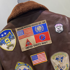 Giacca Bomber G1 Top Gun Personalizzata di Fabbrica di Alta Qualità, Spessa, in Vera Pelle Bovina con Collo di Agnello, <span class=keywords><strong>Abbigliamento</strong></span> Casual Unisex in Cotone - Product Image 5
