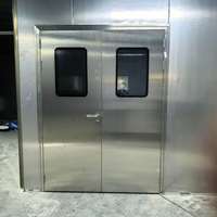 Porte battante en acier inoxydable 304 pour salle blanche, simple ou double battant, à charnières