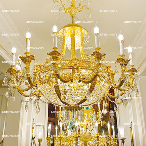<span class=keywords><strong>Lustre</strong></span> français en cristal <span class=keywords><strong>et</strong></span> <span class=keywords><strong>cuivre</strong></span> plaqué or 24 carats, lampe suspendue de luxe pour hôtel - Product Image 3