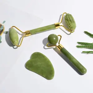 3 In 1 Doos Natuurlijk Gezicht Jade Roller Massage Jade Roller Massager Jade Steen Gua Sha Face Set