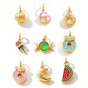 Dijes Personalizados Impermeables de Acero Inoxidable 316L con Baño de Oro 14k 18k y Esmalte, Dijes de Comida para Pulseras y Collares, para Fabricación de Joyas - Product Image 5