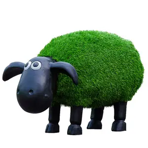 Relva ao ar livre decorativo ovelhas resina de fibra de vidro pintura de proteção ambiental dos desenhos animados jardim vida tamanho estátuas ovelhas