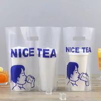 Plateau jetable en plastique de deux tasses pour le sac épaissi de rétrécissement de nourriture de thé de lait de café à emporter pour la gelée et d'autres liquides