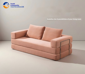Toplu Tedarik Retro Krem Rengi Sıkıştırılmış Kanepe Yatak - Yıkanabilir 2'si 1 Arada Modüler Kanepe Nakliye Tasarruflu Kanepe Yatak - Product Image 2