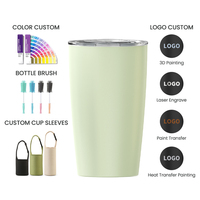 Gobelet à café minimaliste en acier inoxydable 304, à double paroi, isolé sous vide, à large ouverture, pour voiture, avec couvercle anti-éclaboussures transparent
