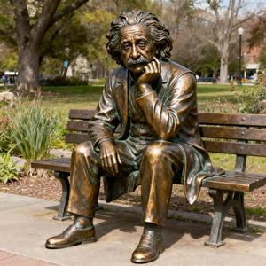 Figura famosa de alta calidad, escultura personalizada de bronce de tamaño real de <span class=keywords><strong>Albert</strong></span> Einstein, hombre sentado en un banco - Product Image 5