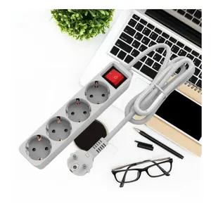 Low price wholesale Eu type extension socket EU Power Strip Residential Surge Protected Socket 4 EU outlets socket with switch